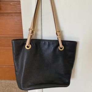 Michael Kors Tote Bag Black w/ Tan Straps